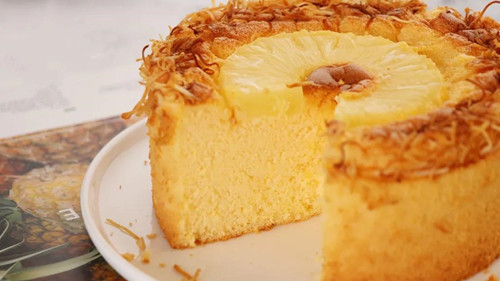 Pineapple Coconut Chiffon Cake - Chiffon Cake Cutting - Cheersonic